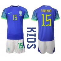 Camisa de time de futebol Brasil Fabinho #15 Replicas 2º Equipamento Infantil Mundo 2022 Manga Curta (+ Calças curtas)
